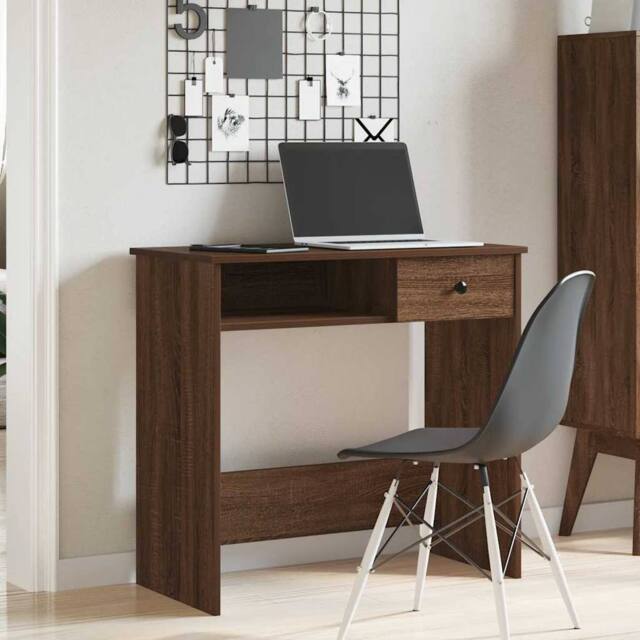 Berkfield Home Decorative Desk Brown Oak 80x40x75 cm Engineered Wood - Size: 80 x 40 x 75 cm - image 1