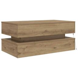 Berkfield Home Modern Coffee Table with LED Lights Artisian Oak 90x50x40 cm in Brown - Size: 90 x 50 x 40 cm - thumbnail 9