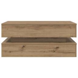 Berkfield Home Modern Coffee Table with LED Lights Artisian Oak 90x50x40 cm in Brown - Size: 90 x 50 x 40 cm - thumbnail 7