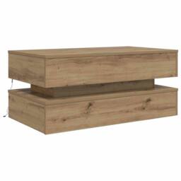 Berkfield Home Modern Coffee Table with LED Lights Artisian Oak 90x50x40 cm in Brown - Size: 90 x 50 x 40 cm - thumbnail 1
