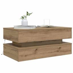 Berkfield Home Modern Coffee Table with LED Lights Artisian Oak 90x50x40 cm in Brown - Size: 90 x 50 x 40 cm - thumbnail 6