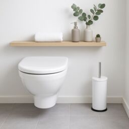 Harbour Housewares 2x Round Toilet Brushes with Holder - Non Slip Cleaning Brush Set in Off-White - thumbnail 8