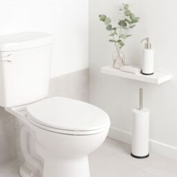 Harbour Housewares 2x Round Toilet Brushes with Holder - Non Slip Cleaning Brush Set in Off-White - thumbnail 7