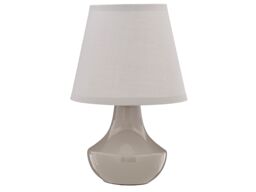 Orsina Grey Table Lamps Set of 2, Rounded Ceramic Bases With Gloss Finish, Matching Fabric Shades - thumbnail 3