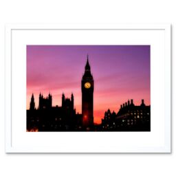 "Artery8 Wall Art Print Big Ben Clock London Framed in White - Size: W7"" x H9""" - thumbnail 1