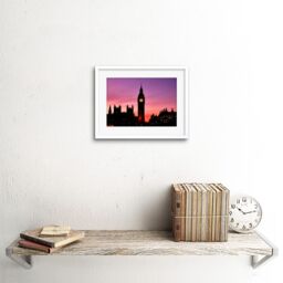 "Artery8 Wall Art Print Big Ben Clock London Framed in White - Size: W7"" x H9""" - thumbnail 2