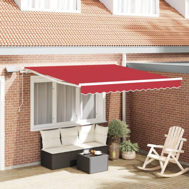 Berkfield Home Manual Retractable Awning with LED Red 350x250 cm - image 1