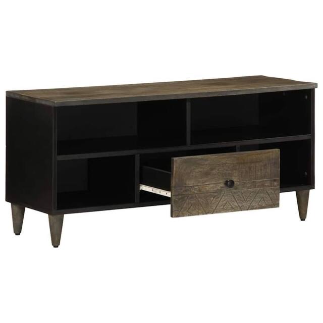 Berkfield Home TV Cabinet Black 100x33x46 cm Solid Wood Mango - Size: 100 x 33 x 46 cm - image 1