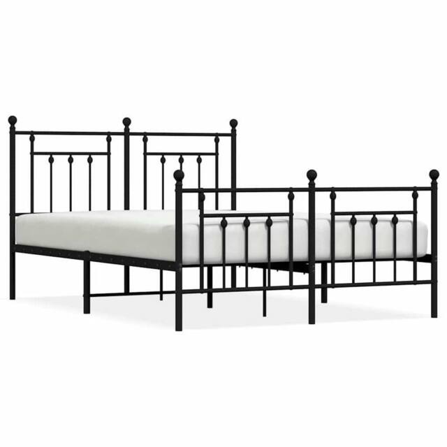 Berkfield Home Metal Bed Frame with Headboard & Footboard Black 140x190 cm - image 1