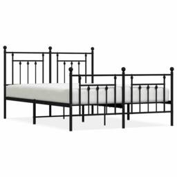Berkfield Home Metal Bed Frame with Headboard & Footboard Black 140x190 cm - thumbnail 1