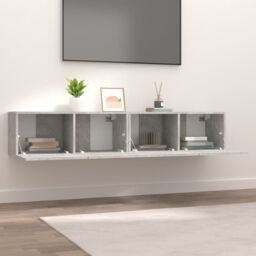 Berkfield Home TV Cabinets 2 pcs Concrete Grey 80x30x30 cm Engineered Wood - Size: 80 x 30 x 30 cm - thumbnail 3