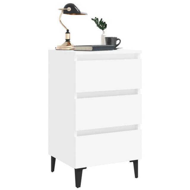 Berkfield Home Sturdy Bed Cabinet with Metal Legs White 40x35x69 cm - Size: 40 x 35 x 69 cm - image 1