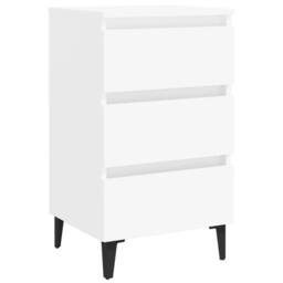 Berkfield Home Sturdy Bed Cabinet with Metal Legs White 40x35x69 cm - Size: 40 x 35 x 69 cm - thumbnail 3