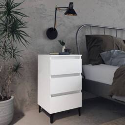 Berkfield Home Sturdy Bed Cabinet with Metal Legs White 40x35x69 cm - Size: 40 x 35 x 69 cm - thumbnail 2