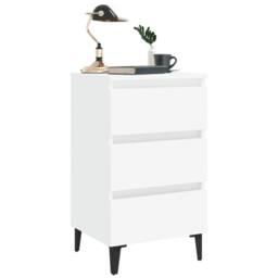 Berkfield Home Sturdy Bed Cabinet with Metal Legs White 40x35x69 cm - Size: 40 x 35 x 69 cm - thumbnail 1