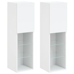 Berkfield Home TV Cabinets with LED Lights 2 pcs White 30.5x30x102 cm - thumbnail 2