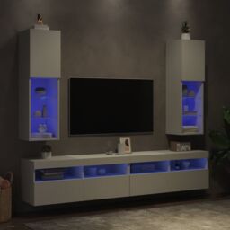 Berkfield Home TV Cabinets with LED Lights 2 pcs White 30.5x30x102 cm - thumbnail 4