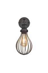 Industville Brooklyn Balloon Cage Wall Light, 6 Inch, Pewter, Pewter Holder in Dark Grey - thumbnail 1