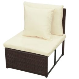 Berkfield Home 8 Piece Garden Lounge Set with Cushions Poly Rattan Brown - thumbnail 4