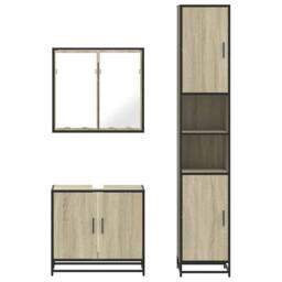 Berkfield Home 3 Piece Bathroom Furniture Set Sonoma Oak Engineered Wood in Light Tan - thumbnail 5