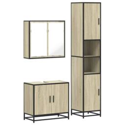 Berkfield Home 3 Piece Bathroom Furniture Set Sonoma Oak Engineered Wood in Light Tan
