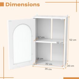 Costway Bathroom Wall Cabinet Medicine Cabinet with Tempered Glass Door in White - thumbnail 2