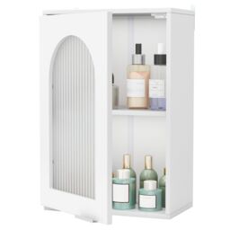 Costway Bathroom Wall Cabinet Medicine Cabinet with Tempered Glass Door in White