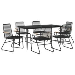 Berkfield Home 7 Piece Garden Dining Set Black PVC Rattan - thumbnail 3