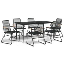 Berkfield Home 7 Piece Garden Dining Set Black PVC Rattan - thumbnail 2