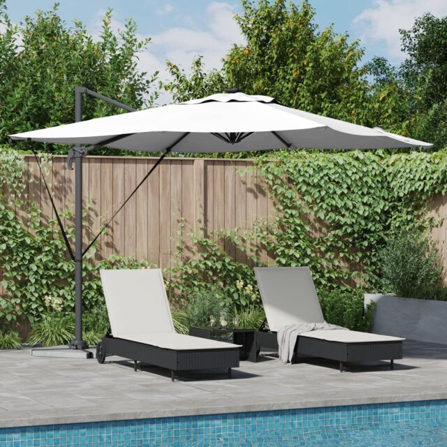 Berkfield Home Roma Cantilever Parasol with Solar LEDs - Sand - 286 x 285 x 270 cm - Aluminium - image 1