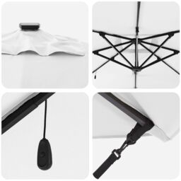 Berkfield Home Roma Cantilever Parasol with Solar LEDs - Sand - 286 x 285 x 270 cm - Aluminium - thumbnail 7