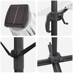 Berkfield Home Roma Cantilever Parasol with Solar LEDs - Sand - 286 x 285 x 270 cm - Aluminium - thumbnail 8
