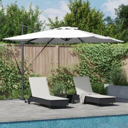 Berkfield Home Roma Cantilever Parasol with Solar LEDs - Sand - 286 x 285 x 270 cm - Aluminium - thumbnail 1