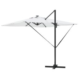 Berkfield Home Roma Cantilever Parasol with Solar LEDs - Sand - 286 x 285 x 270 cm - Aluminium - thumbnail 6