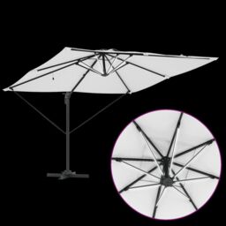 Berkfield Home Roma Cantilever Parasol with Solar LEDs - Sand - 286 x 285 x 270 cm - Aluminium - thumbnail 9