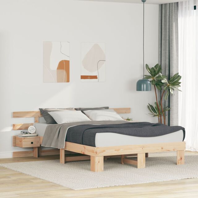 Berkfield Home with Drawer Brown 160 x 200 cm Solid pine wood in Beige - image 1