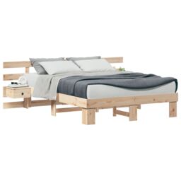 Berkfield Home with Drawer Brown 160 x 200 cm Solid pine wood in Beige - thumbnail 3