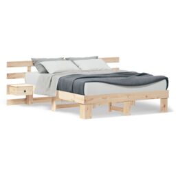 Berkfield Home with Drawer Brown 160 x 200 cm Solid pine wood in Beige - thumbnail 4