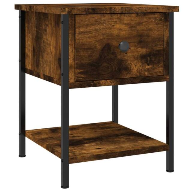 Berkfield Home Elegant Bedside Tables 2 pcs Smoked Oak 34x35.5x45 cm Engineered Wood in Brown - image 1