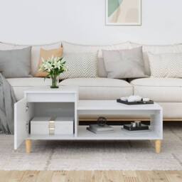 Berkfield Home Coffee Table High Gloss White 100x50x45 cm Engineered Wood - Size: 100 x 50 x 45 cm - thumbnail 3