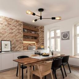 COMELY Industrial Semi Flush Mount Ceiling, 3 Light Vintage Ceiling Light E27 in Black - thumbnail 2