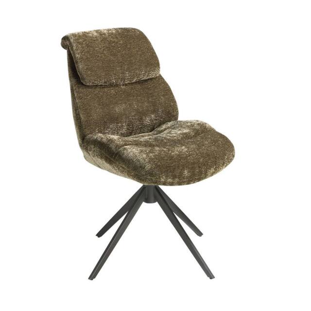 Angel Cerda Olive-Green Velvet Swivel Dining Chair with Stainless-Steel Legs in Olive - image 1