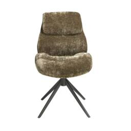 Angel Cerda Olive-Green Velvet Swivel Dining Chair with Stainless-Steel Legs in Olive - thumbnail 2