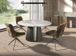 Angel Cerda Olive-Green Velvet Swivel Dining Chair with Stainless-Steel Legs in Olive - thumbnail 4