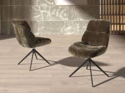 Angel Cerda Olive-Green Velvet Swivel Dining Chair with Stainless-Steel Legs in Olive - thumbnail 6