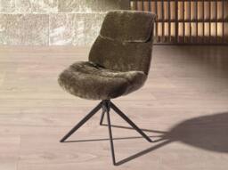 Angel Cerda Olive-Green Velvet Swivel Dining Chair with Stainless-Steel Legs in Olive - thumbnail 3