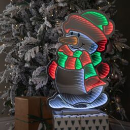 Samuel Alexander 60cm Light up Snowman Infinity Christmas Decoration with Red, White & Green LEDs - thumbnail 3