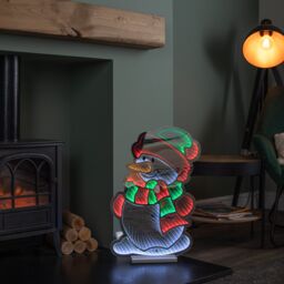 Samuel Alexander 60cm Light up Snowman Infinity Christmas Decoration with Red, White & Green LEDs - thumbnail 2