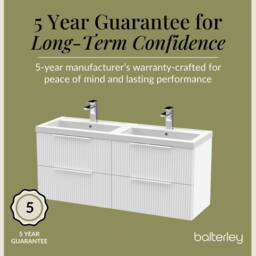 Balterley Fluted Wall Hung 4 Drawer Vanity Basin Unit & Basin 1200mm Satin White - thumbnail 6
