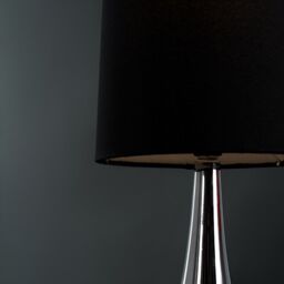 ValueLights Teardrop Pair Fabric Shades Brushed Chrome Touch Table Lamps & Bulbs in Black - thumbnail 4